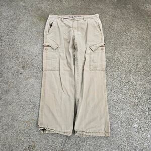 Vtg Y2k OLD NAVY Earthtone Minimal Surplus Flannel Lined Cargo Pants 34 x 30